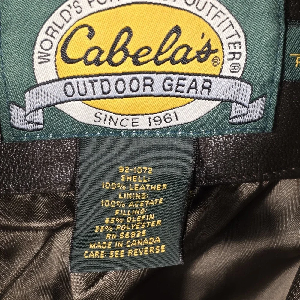 Vintage Cabelas Leather Flight Bomber Jacket Mens Large Brown Thinsulate Canada